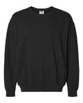 Black crewneck sweatshirt with ribbed cuffs and hem