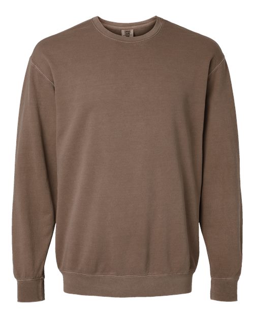 Espresso brown crewneck sweatshirt with ribbed cuffs and hem