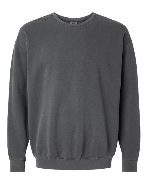 Comfort Colors crewneck sweatshirt in dark charcoal gray, ribbed cuffs and hem