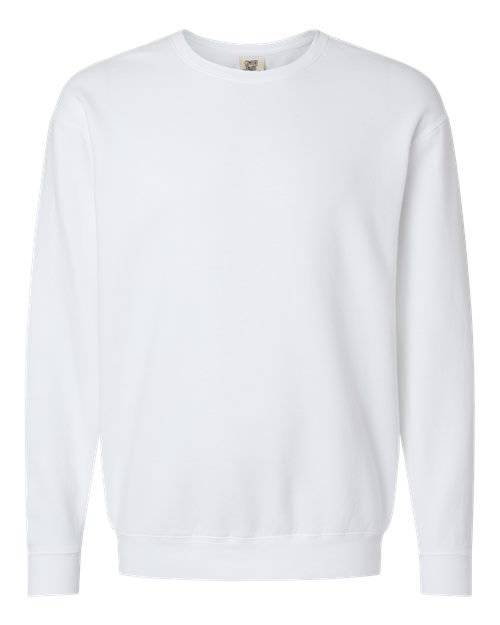 Comfort Colors crewneck sweatshirt in white, ribbed cuffs and hem