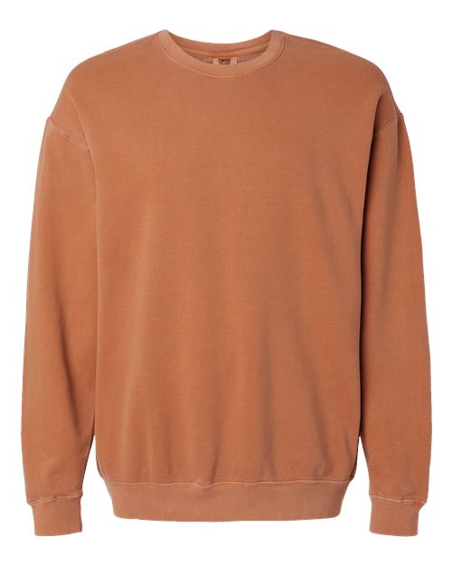 Comfort Colors crewneck sweatshirt in rust brown, ribbed cuffs and hem