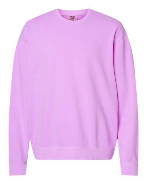 Neon violet crewneck sweatshirt with ribbed cuffs and hem