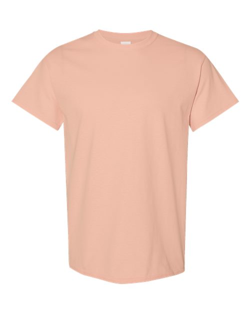 Heavy cotton t-shirt in light peach pink, crew neck short sleeves