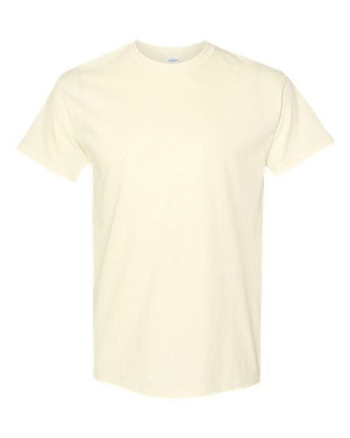 Off-white short-sleeve crewneck T-shirt with plain front and crew neckline