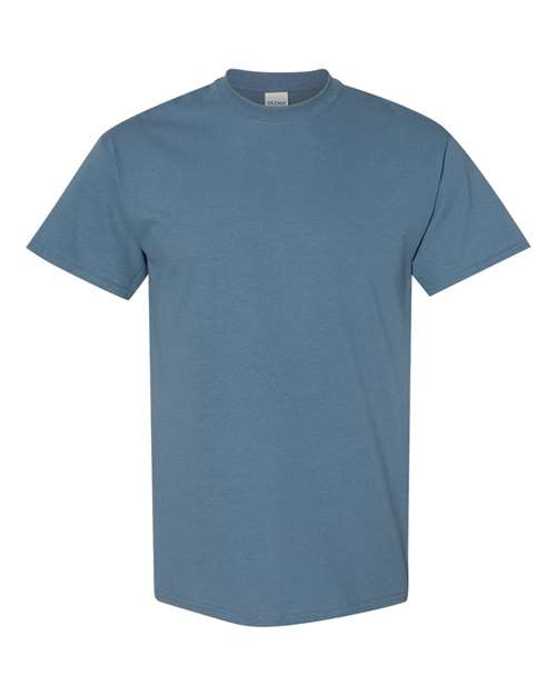 Gildan Heavy Cotton T-shirt in blue, crew neck, short sleeves.
