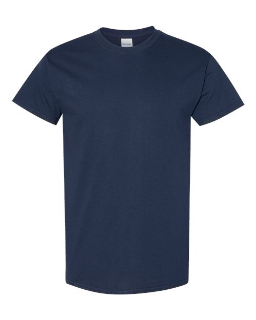 Navy blue short-sleeve crewneck T-shirt with plain front and crew neckline
