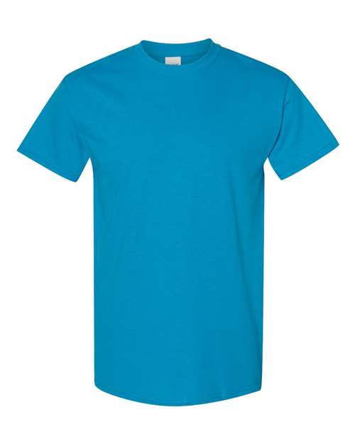 Heavy cotton crew-neck T-shirt in teal blue, short sleeves