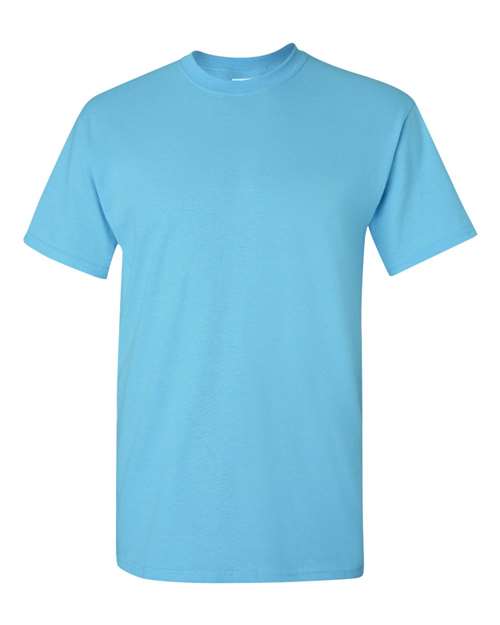 Heavy cotton crew-neck T-shirt in light sky blue, short sleeves