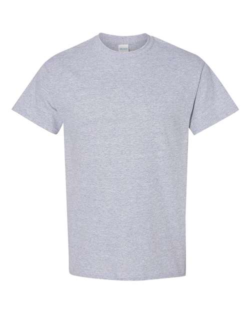 Heavy cotton crew-neck T-shirt in heather gray, short sleeves