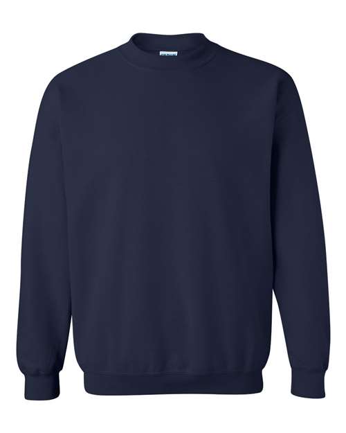 Crewneck sweatshirt in navy blue with ribbed collar, cuffs, and hem.