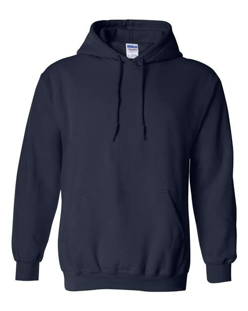 Heavy blend hooded sweatshirt in dark navy, front pouch pocket and drawstring hood