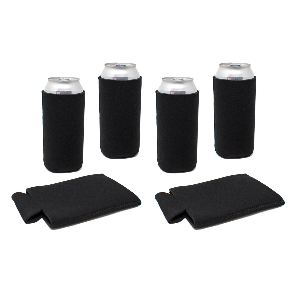 Black 24 oz neoprene tallboy can coolers with matching carry sleeve