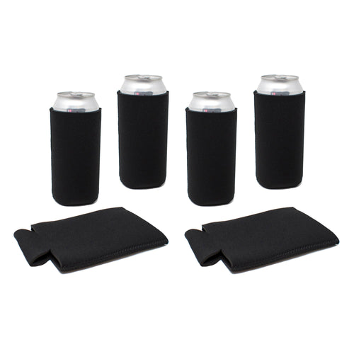 Black 24 oz neoprene tallboy can coolers with matching carry sleeve