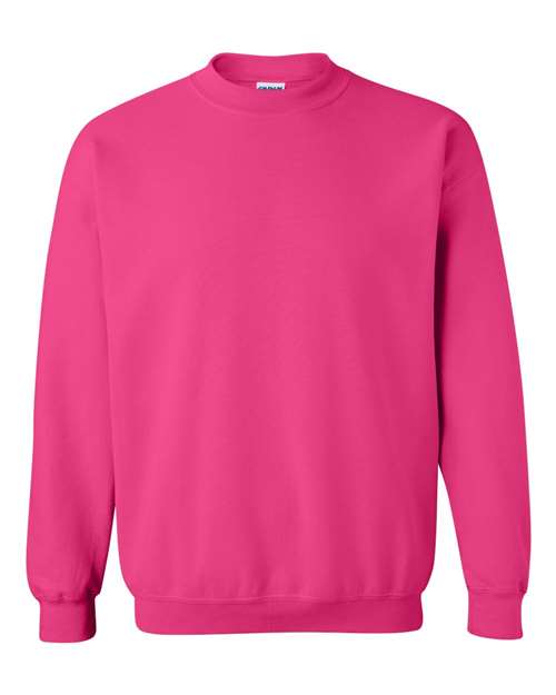 Crewneck sweatshirt in magenta pink with ribbed collar, cuffs, and hem.