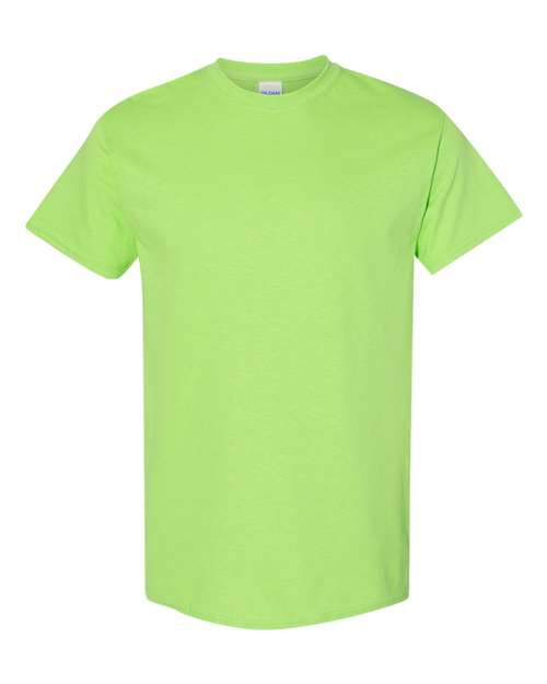 Gildan heavy cotton t-shirt, short-sleeve crewneck in neon lime green