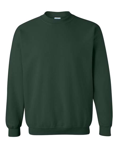 Dark green crewneck sweatshirt with ribbed crew neck and cuffs.