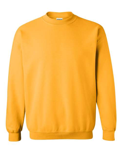Mustard yellow crewneck sweatshirt with ribbed crew neck and cuffs.