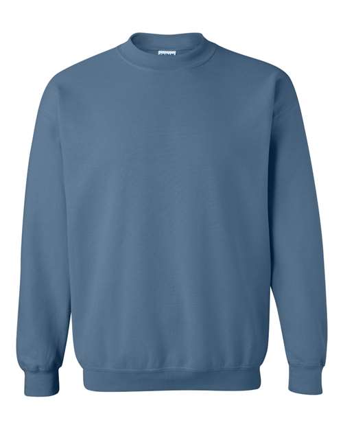 Crewneck sweatshirt in blue-gray with ribbed collar, cuffs, and hem.