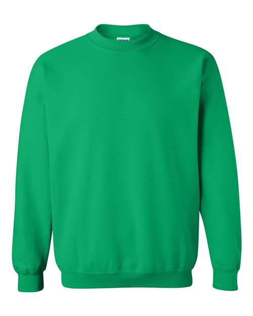 Crewneck sweatshirt in green with ribbed collar, cuffs, and hem.