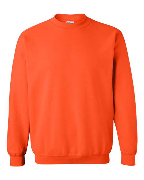 Crewneck sweatshirt in bright orange with ribbed collar, cuffs, and hem.