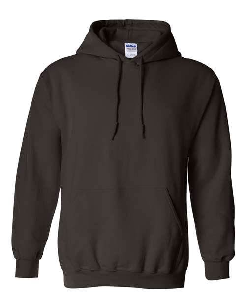 Hooded sweatshirt in dark brown with front pouch pocket and drawstring hood