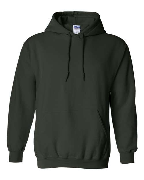 Hooded sweatshirt in dark green with front pouch pocket and drawstring hood