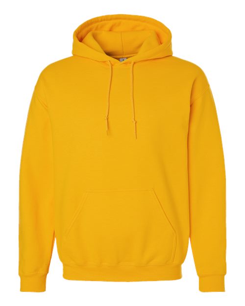 Hooded sweatshirt in bright yellow with front pouch pocket and drawstring hood