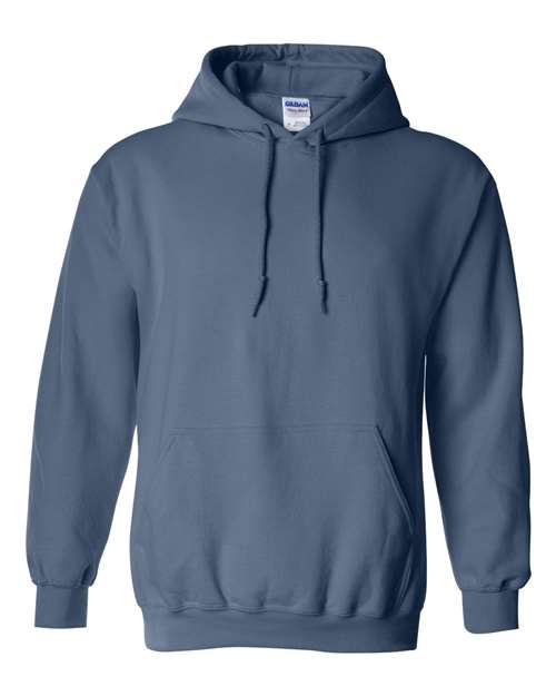 Dusty blue pullover hoodie sweatshirt with drawstring hood and front pouch pocket
