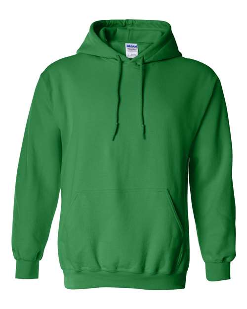 Green pullover hoodie sweatshirt with drawstring hood and front pouch pocket