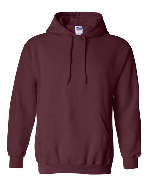Dark maroon pullover hoodie sweatshirt with drawstring hood and front pouch pocket