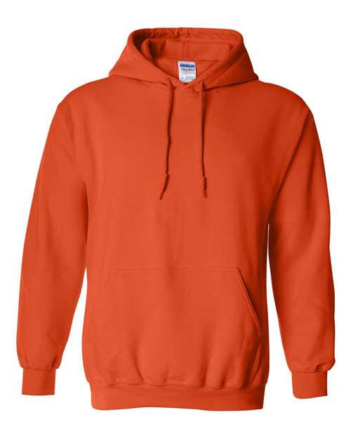 Heavy blend hooded sweatshirt in burnt orange, front pouch pocket and drawstring hood