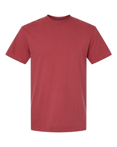 Heavyweight T-shirt, deep red crew neck with short sleeves