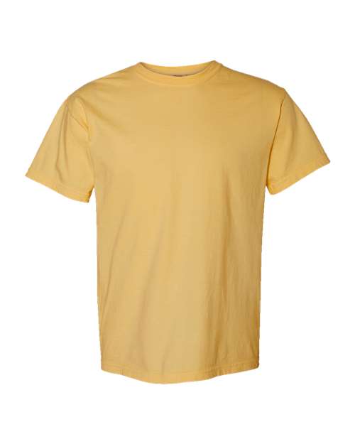 Crewneck T-shirt in banana yellow, short sleeves, ribbed crew collar.