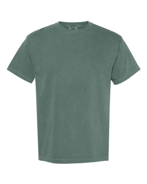 Heavyweight T-shirt in dark green with crew neck and short sleeves
