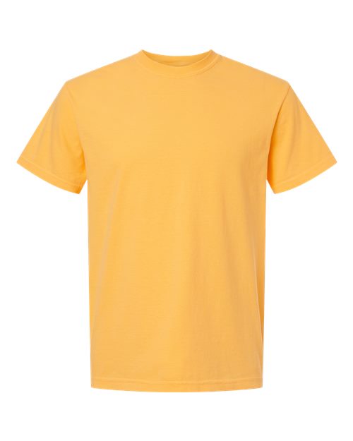 Heavyweight T-shirt, golden yellow crew neck with short sleeves