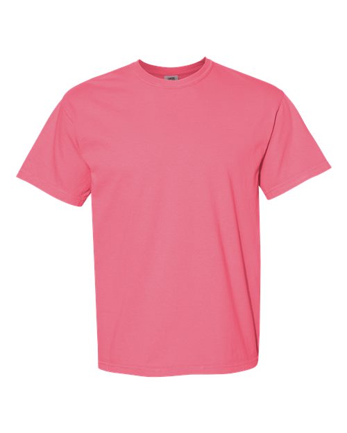 Heavyweight T-shirt, bright pink crew neck with short sleeves