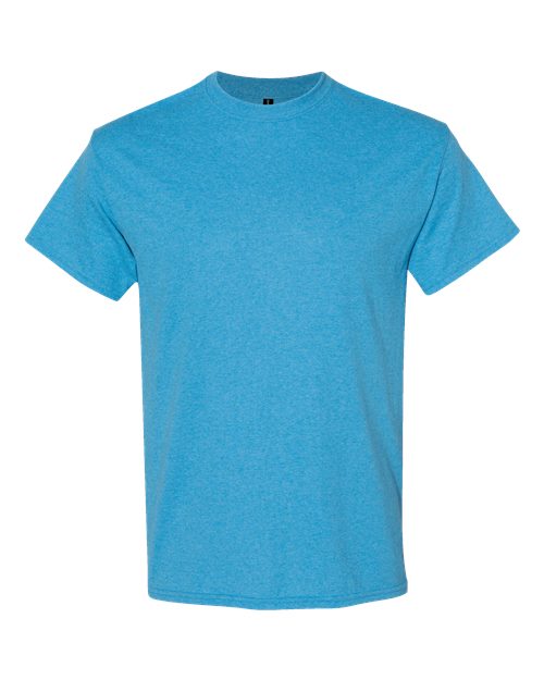 Gildan Heavy Cotton T-shirt in bright blue, crew neck, short sleeves.