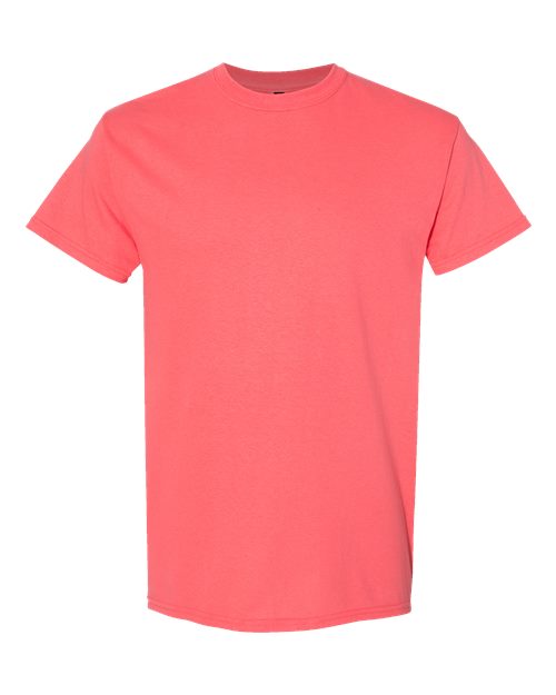 Heavy cotton T-shirt, short-sleeve crewneck, coral pink