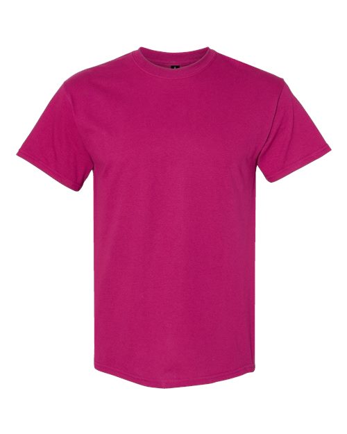 Heavy cotton T-shirt, short-sleeve crew neck, fuchsia