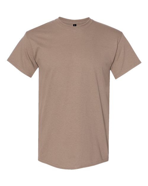 Heavy cotton T-shirt, short-sleeve crewneck, light tan