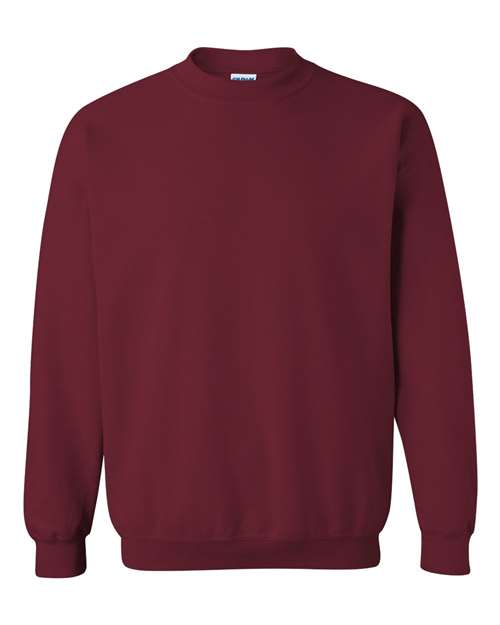 Burgundy crewneck sweatshirt with ribbed crew neck and cuffs.