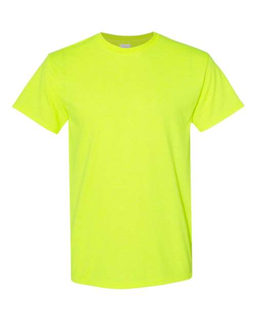Heavy cotton crew-neck T-shirt in neon lime green, short sleeves
