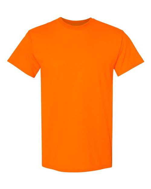 Heavy cotton crew-neck T-shirt in bright orange, short sleeves
