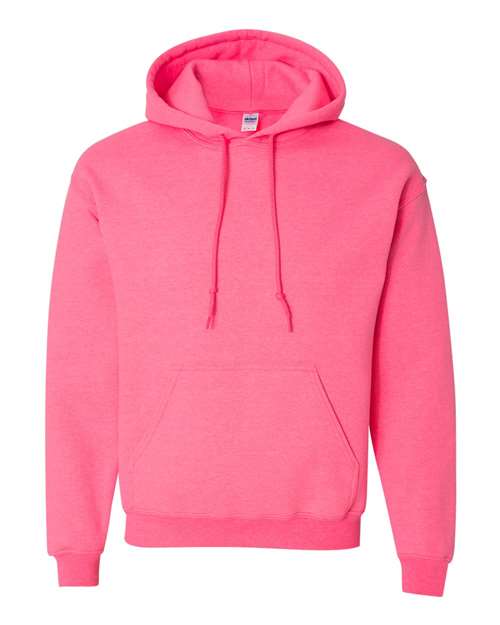Heavy blend hooded sweatshirt in hot pink, front pouch pocket and drawstring hood