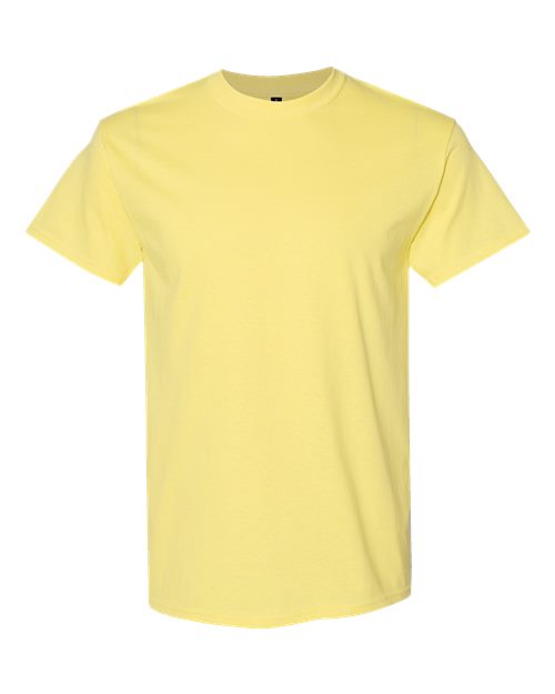 Heavy cotton T-shirt, short-sleeve crewneck, pale yellow