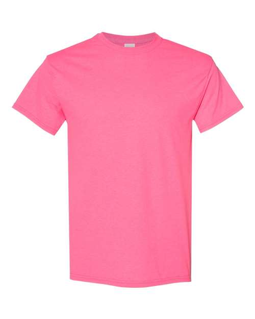 Heavy cotton crew-neck T-shirt in hot pink, short sleeves