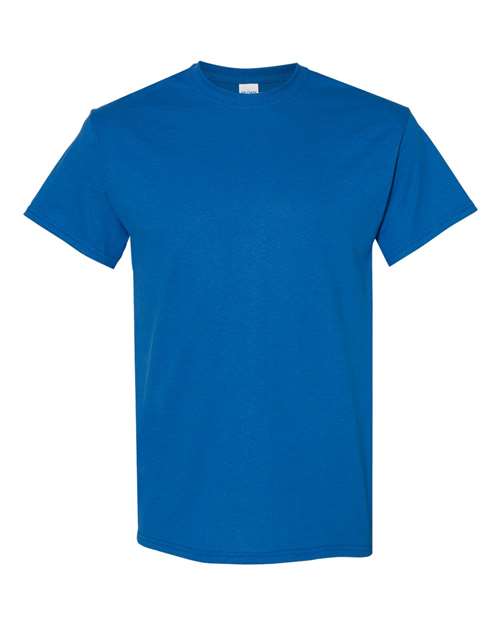 Blue short-sleeve crewneck T-shirt with plain front and crew neckline