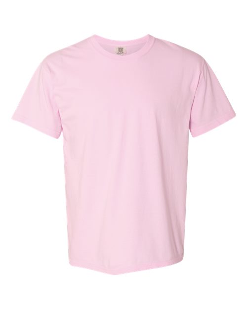 Heavyweight T-shirt in light pink with crew neck and short sleeves