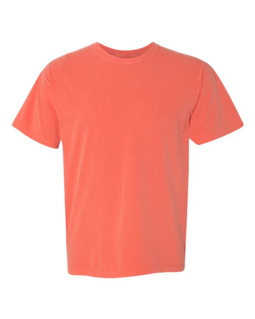 Heavyweight T-shirt in coral red with crew neck and short sleeves