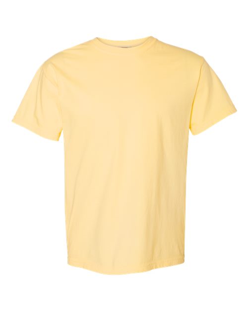 Heavyweight T-shirt, pale yellow crew neck with short sleeves